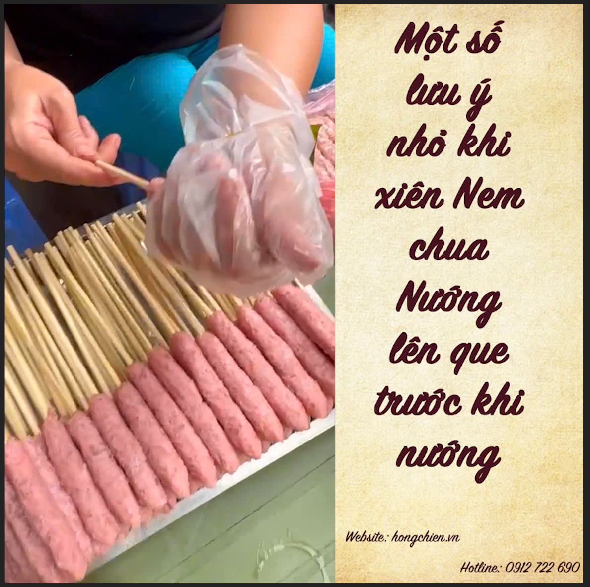 Một số lưu ý nhỏ khi xiên Nem chua Nướng lên que trước khi nướng