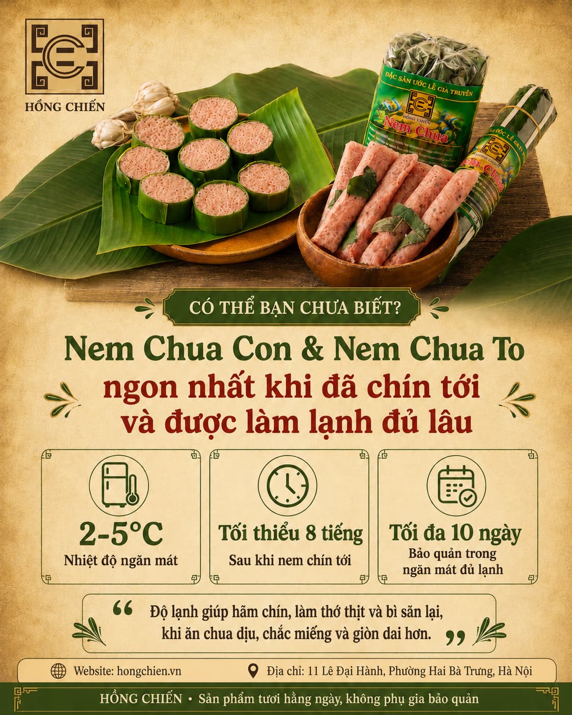 Nem Chua Con và Nem Chua To Ngon Nhất Khi Đã Chín Tới Và được Làm Lạnh Đủ Lâu